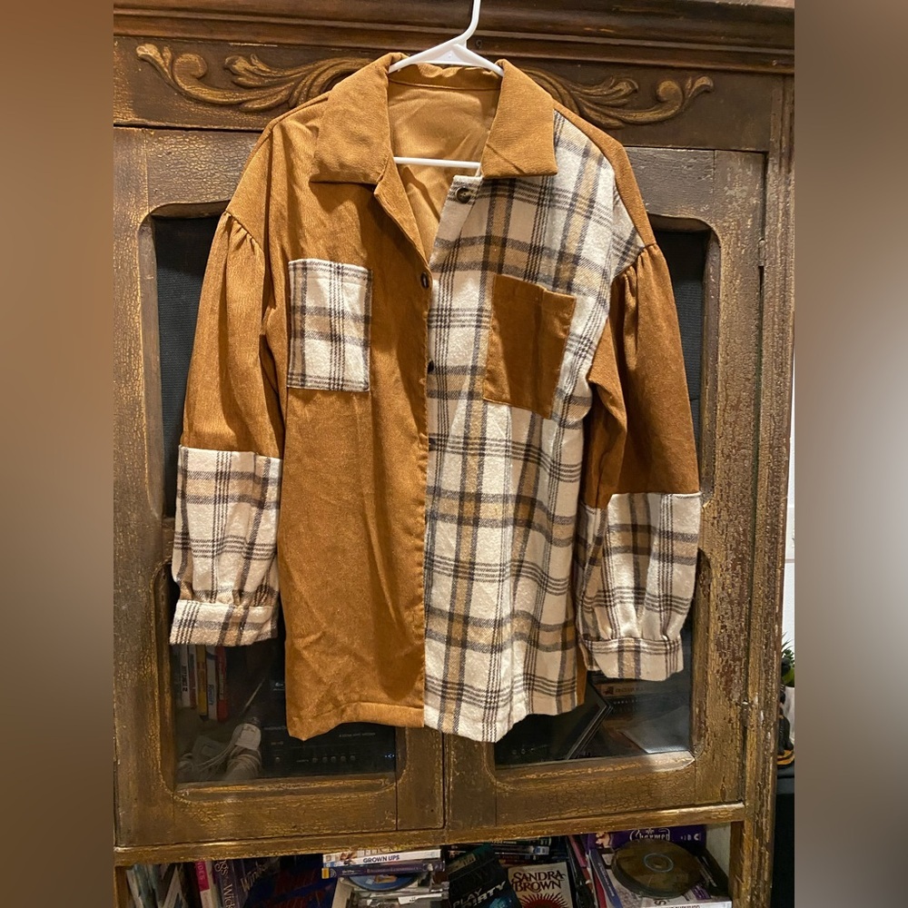 SHEIN Plaid Patterned corduroy style top